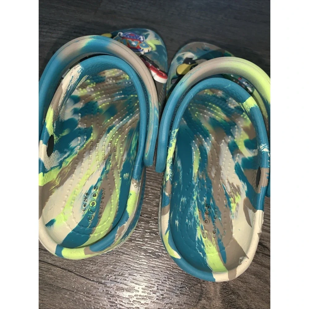 Crocs Toddler Multicolor Marbled Clogs Size 9 Paw Patrol Mickey Mouse Charms